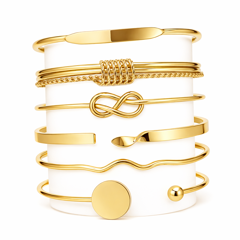 Knotted Elegance Yellow Gold Bracelet Set