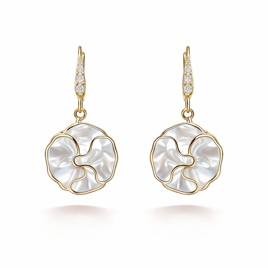Pendientes Espiral Blancos | Oro