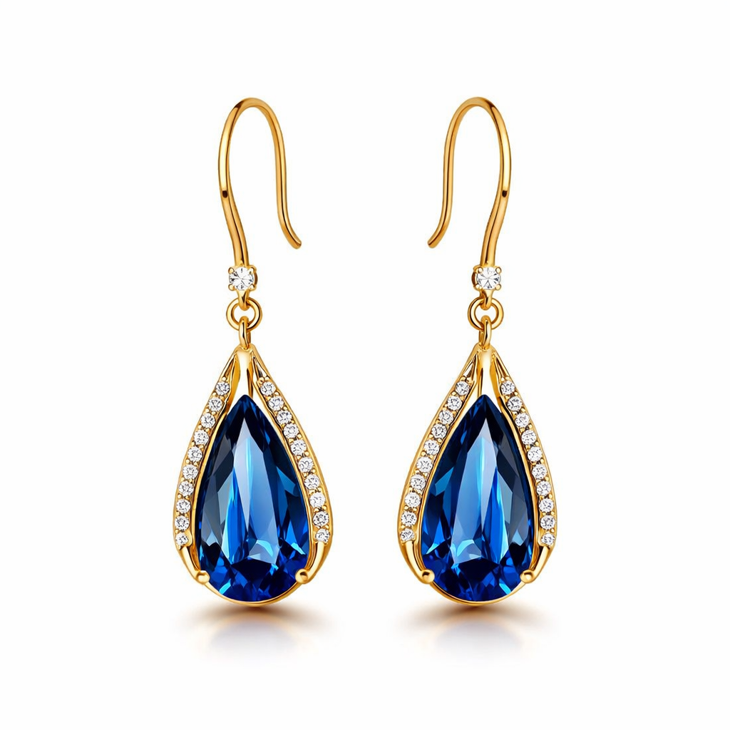 Azura Sapphire Drop Yellow Gold Earrings