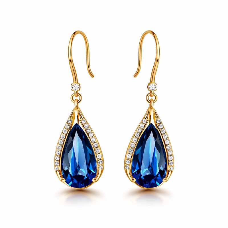 Azura Sapphire Drop Yellow Gold Earrings