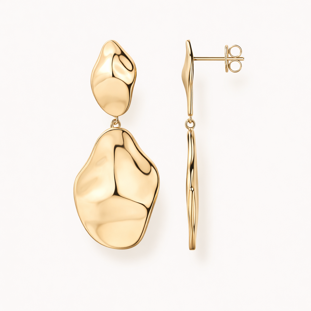 Wave Yellow Gold Earrings