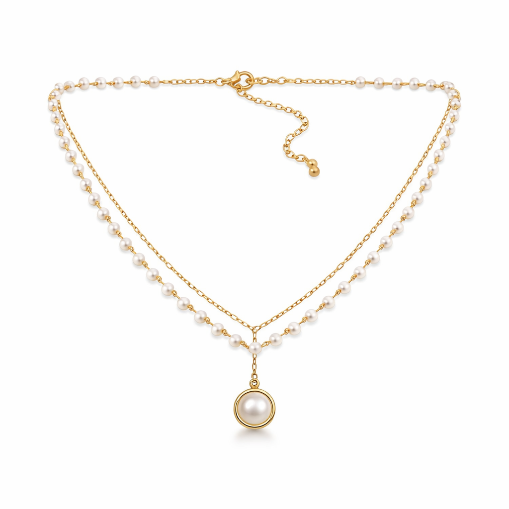 Timeless Pearl Yellow Gold Necklace
