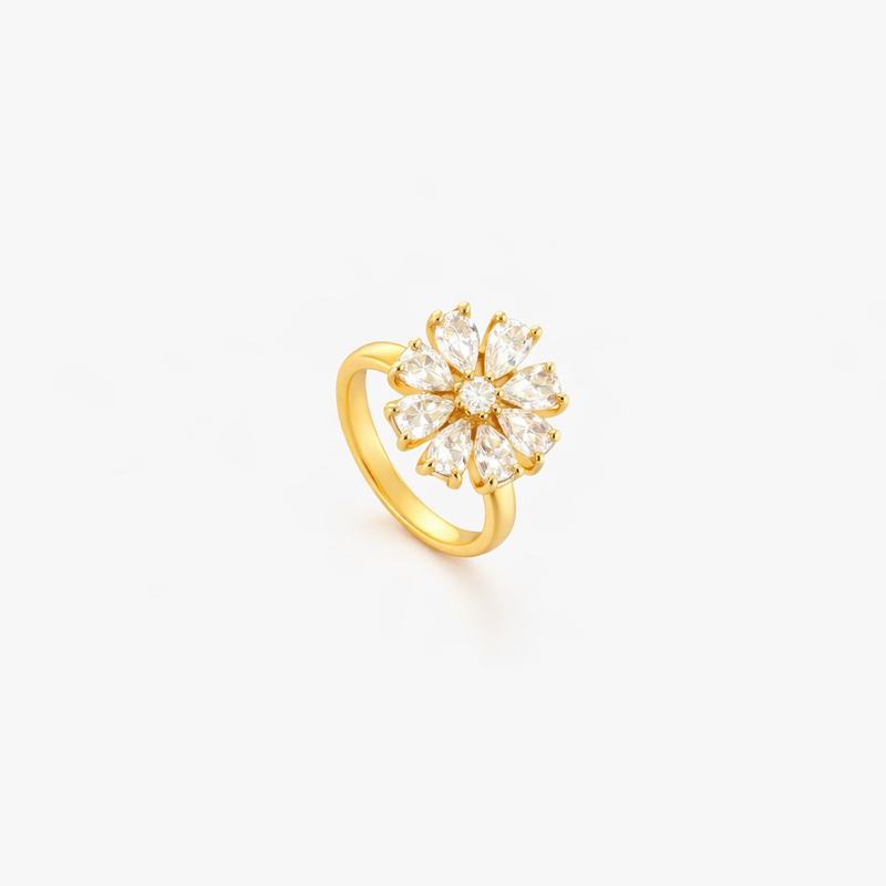 Flora Accent Spinner Yellow Gold Ring
