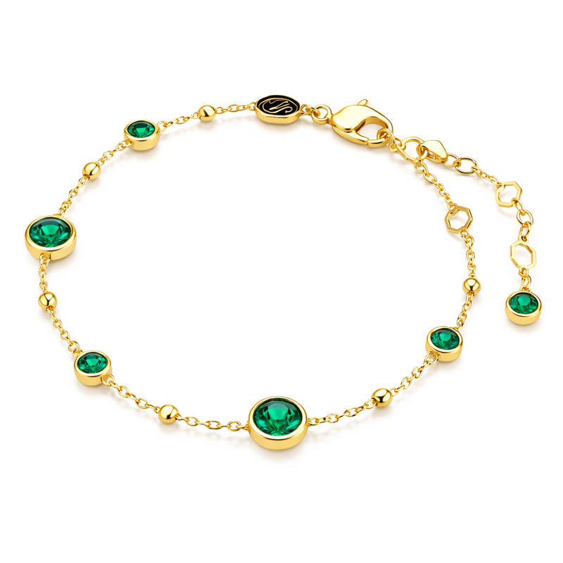 Delicate Emerald Yellow Gold Bracelet