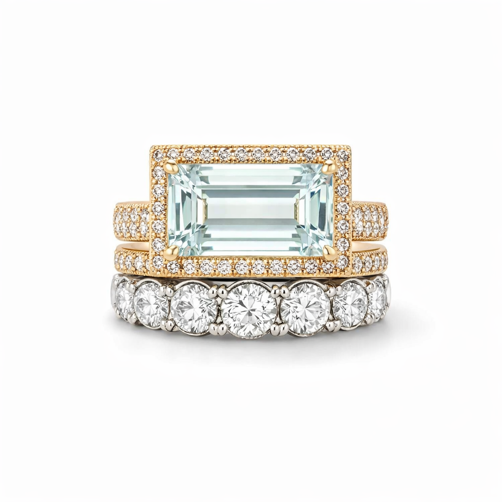 Turquoise Heirloom White Gold Ring Set