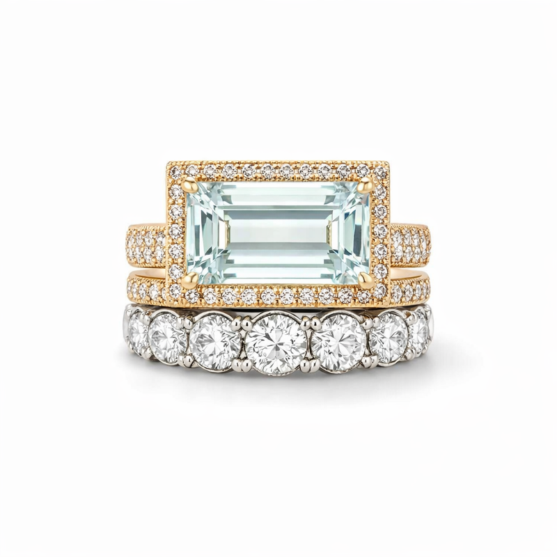 Turquoise Heirloom White Gold Ring Set