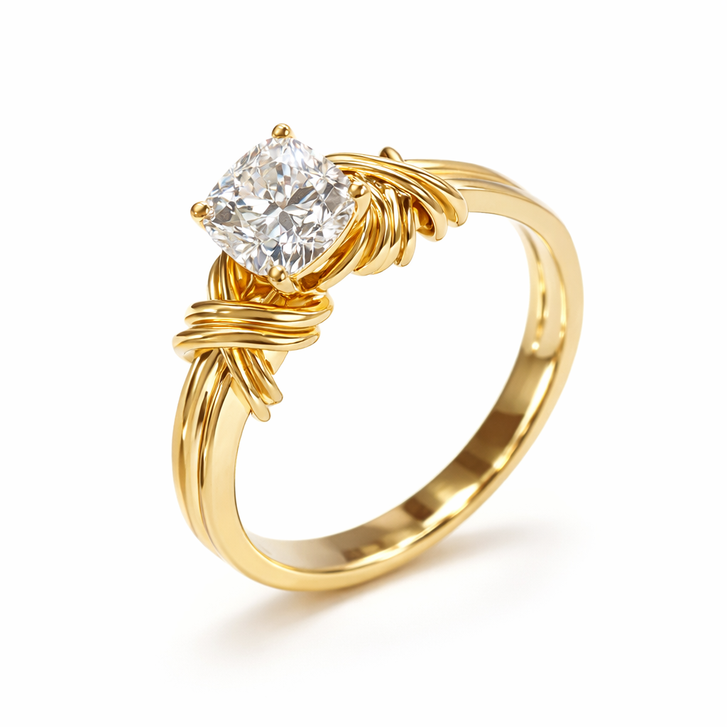 Knotted Band Statement Yellow Gold Ring