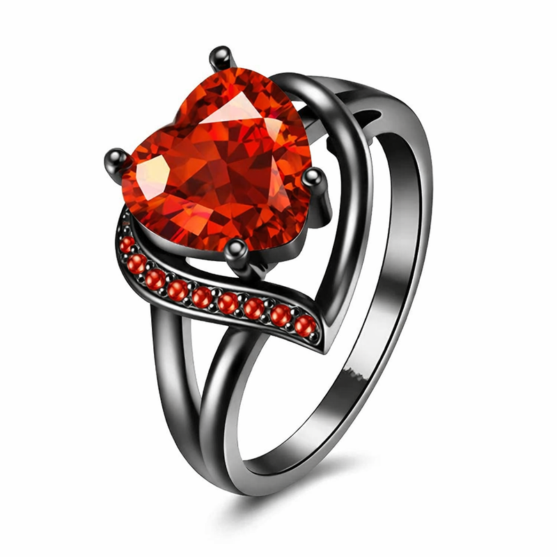 Calindra Rosethorne Ruby Ring Black Finish