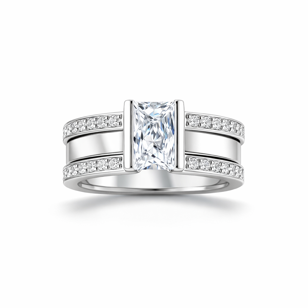 Antique Set Glass White Gold Ring