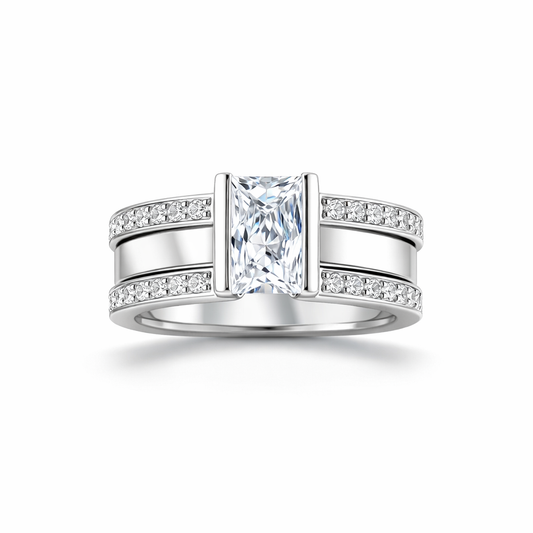 Anillo Antiguo con Cristal Engastado | Oro Blanco