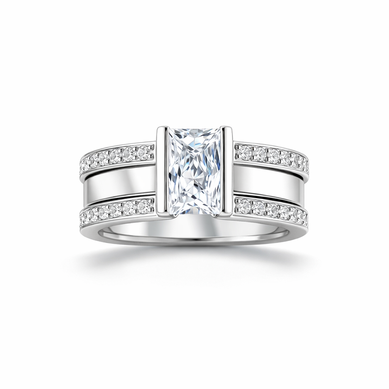 Antique Set Glass White Gold Ring