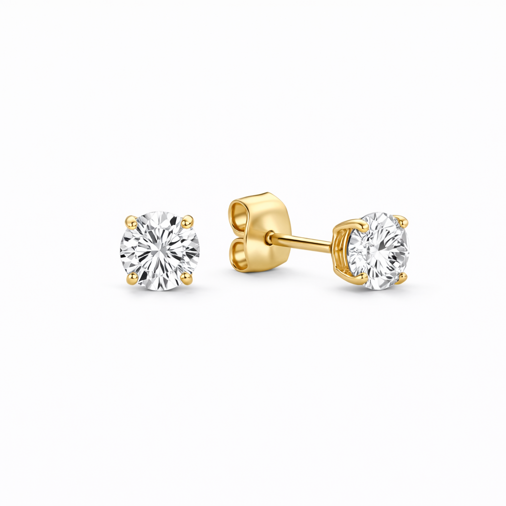 Larmes de Lune Stone Stud Yellow Gold Earrings