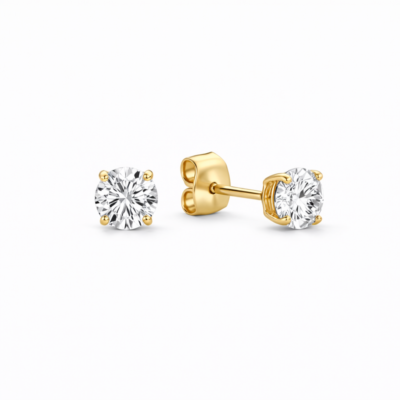 Larmes de Lune Stone Stud Yellow Gold Earrings