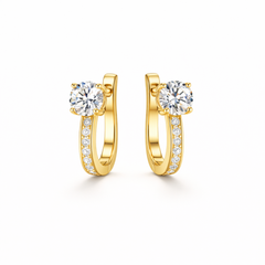 Channel Set Small Hoop Yellow Gold Earrings