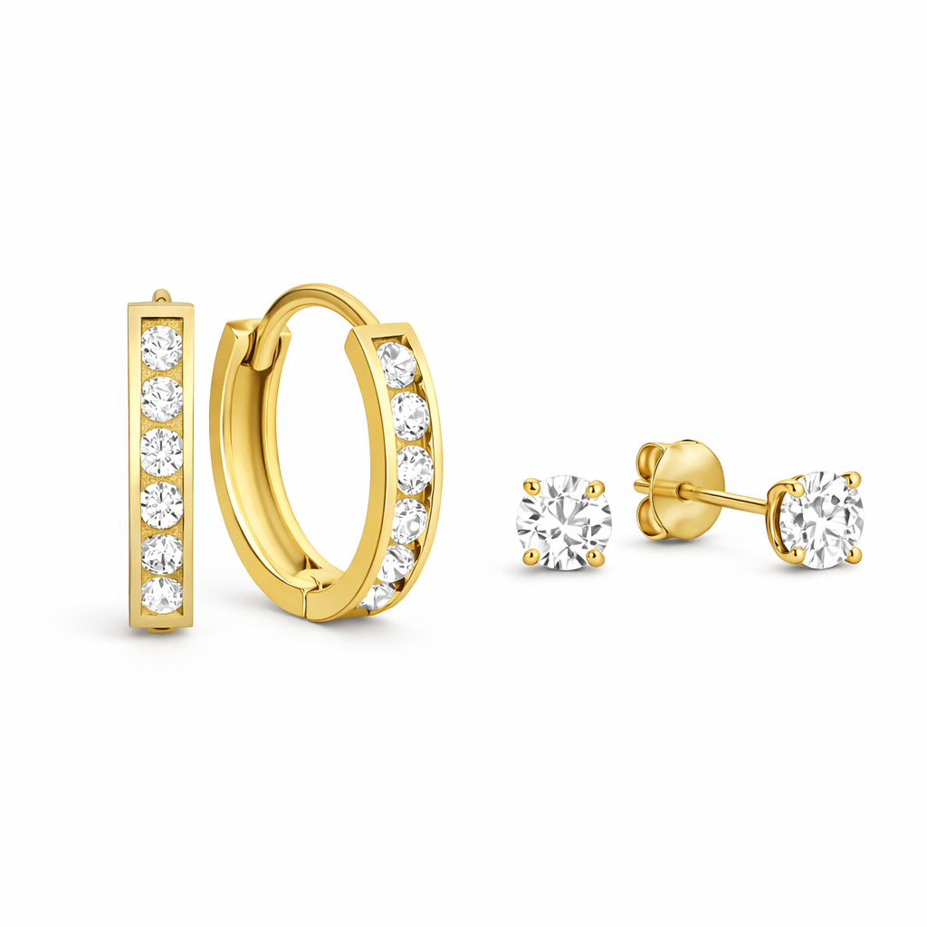 Dara Brillane Gemstone Yellow Gold Earring Set