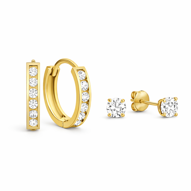 Dara Brillane Gemstone Yellow Gold Earring Set