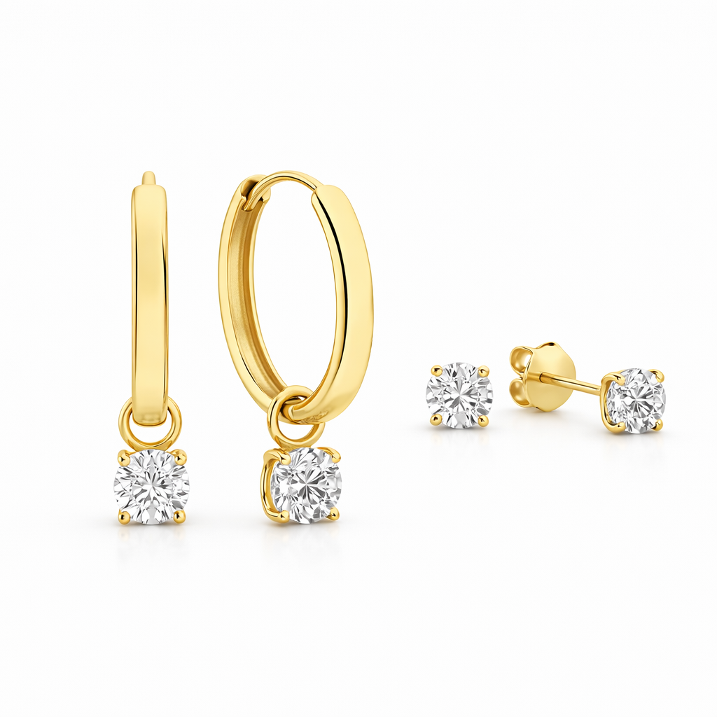 Larmes de Lune Stone Yellow Gold Earring Set
