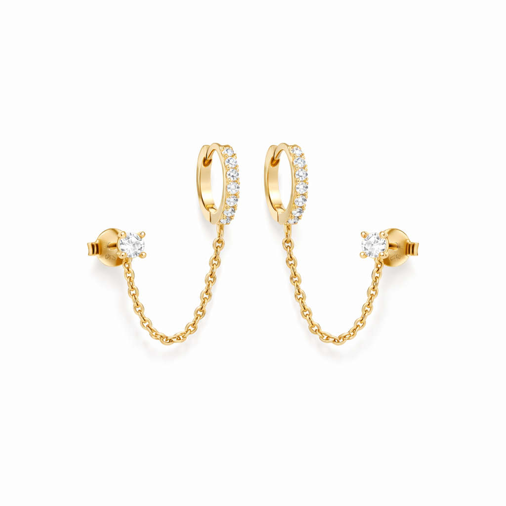 Adella Yellow Gold Chain Earrings
