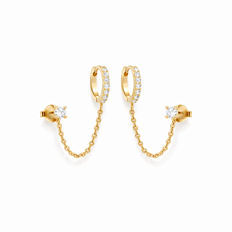 Adella Yellow Gold Chain Earrings