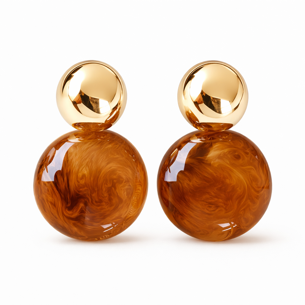 Aurelie Amber Drop Yellow Gold Earrings