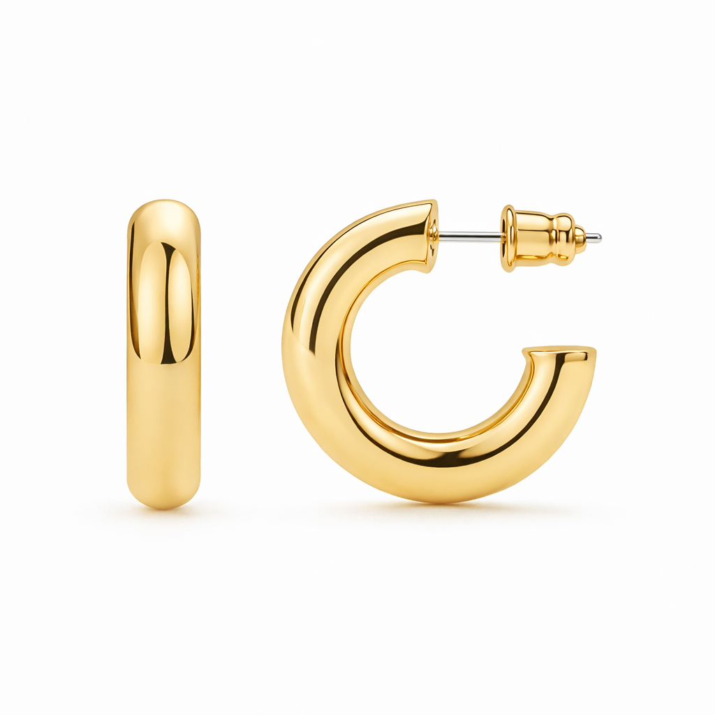 Stardust Hoop Yellow Gold Earrings