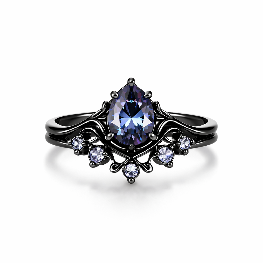 Layered Amethyst White Gold Ring