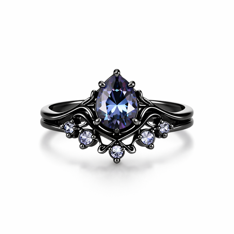 Layered Amethyst White Gold Ring