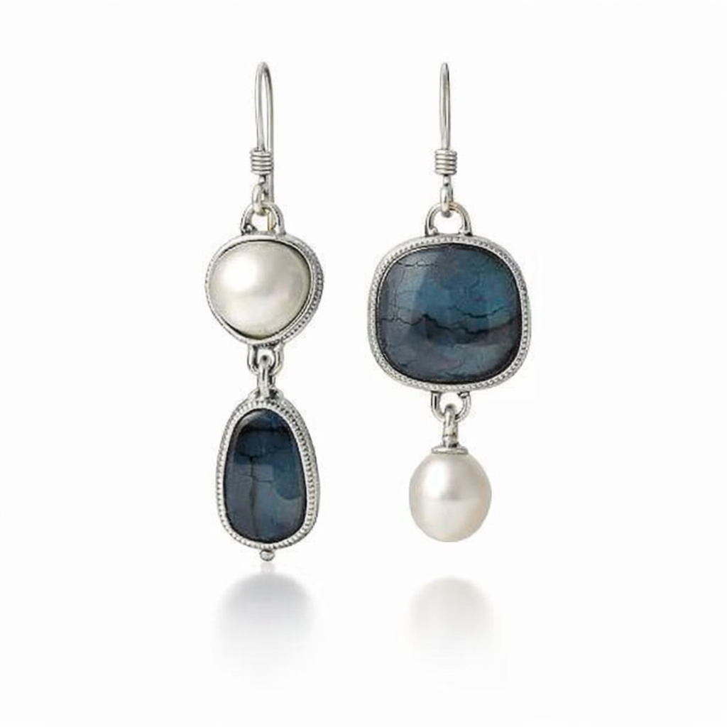 Vintage Style Celestial White Gold Earrings