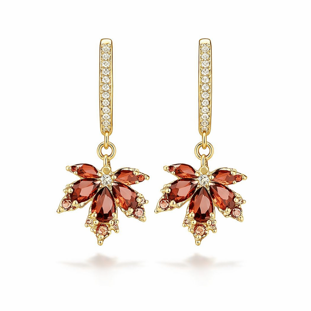 Leafshine Zircon Yellow Gold Earrings