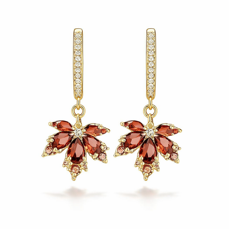 Leafshine Zircon Yellow Gold Earrings