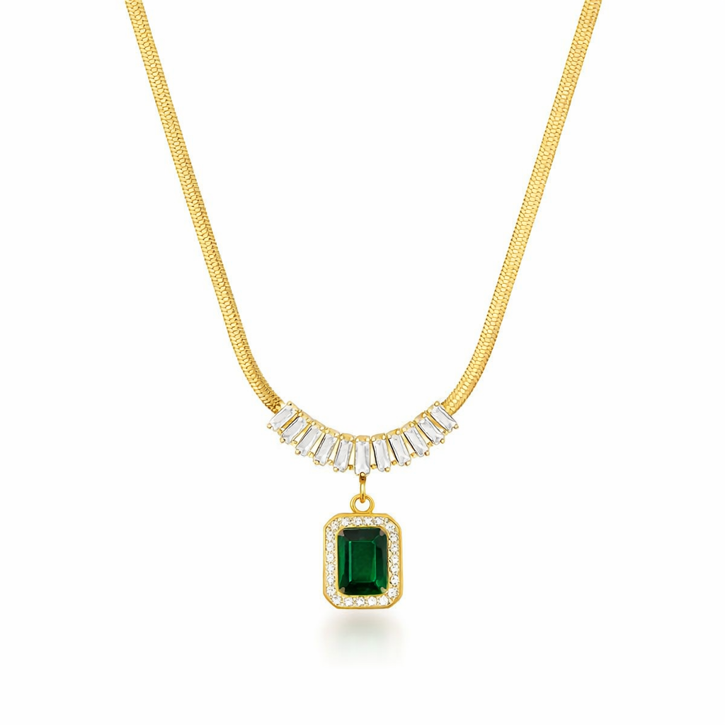 Regalia Prism Emerald Yellow Gold Necklace