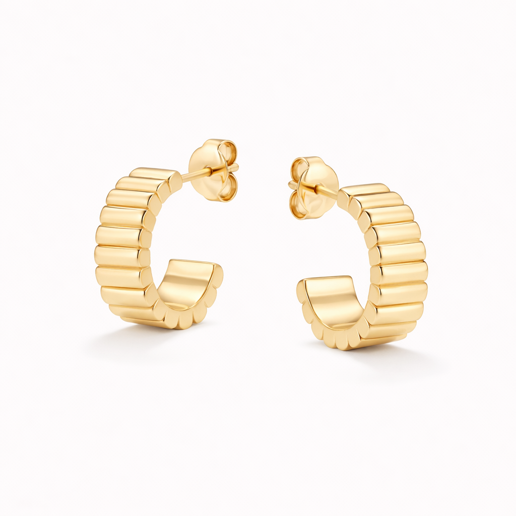 Classic Relief Yellow Gold Earrings