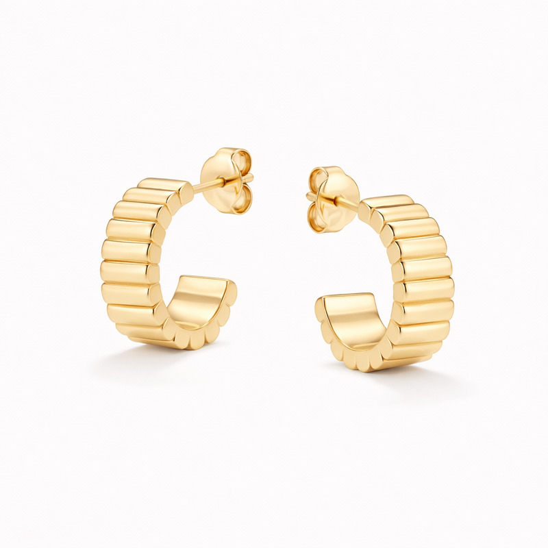 Classic Relief Yellow Gold Earrings