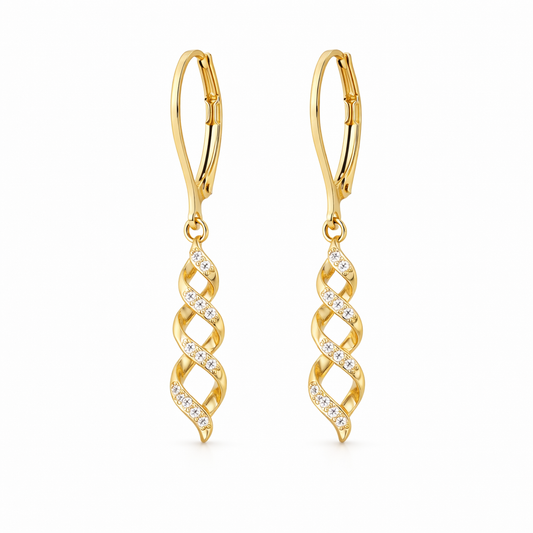 Pendientes Trenzados Brillantes Ava | Oro