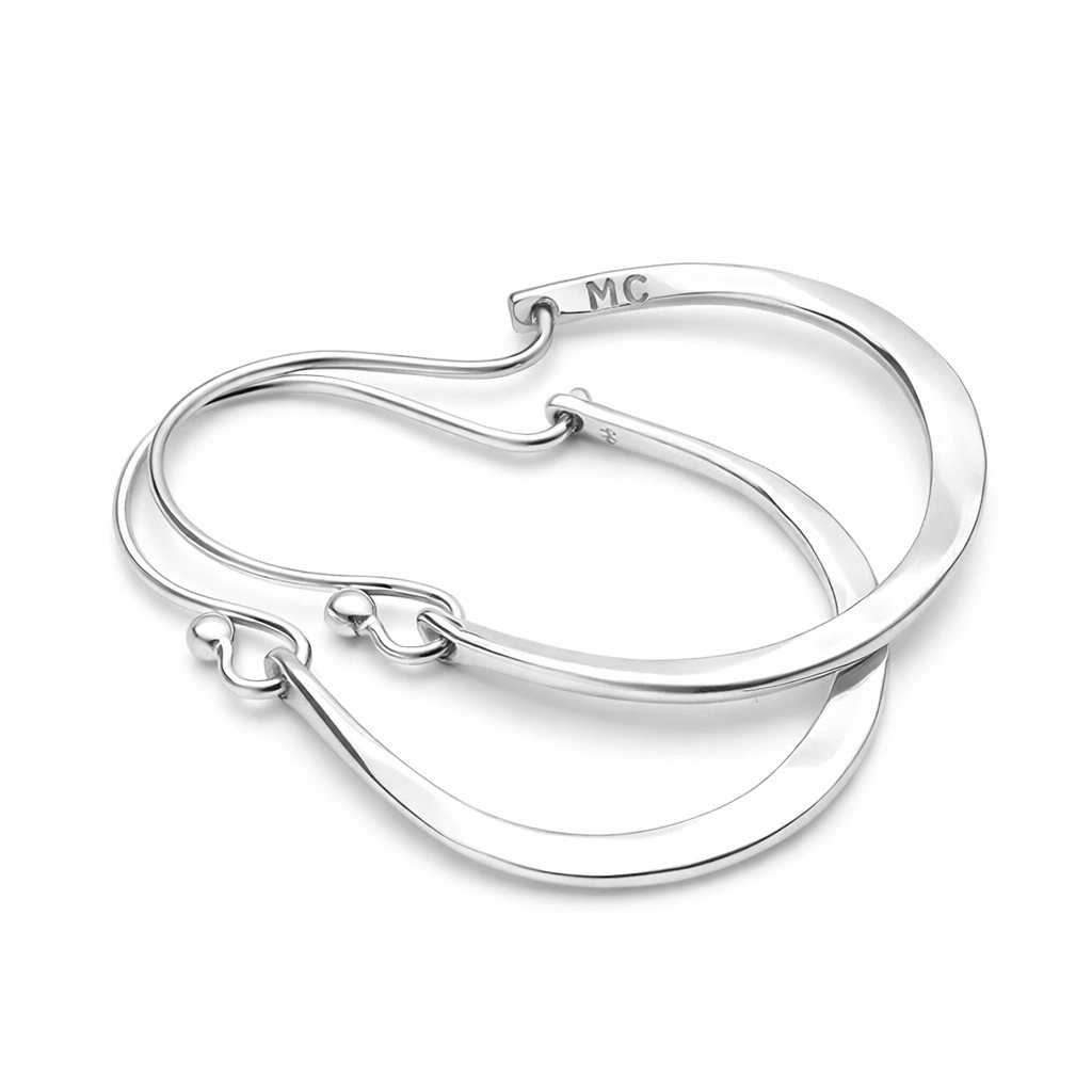 Lunar Halo Hoop White Gold Earrings