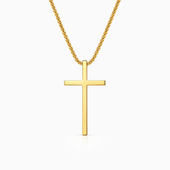Bezel Set Cross Yellow Gold Necklace