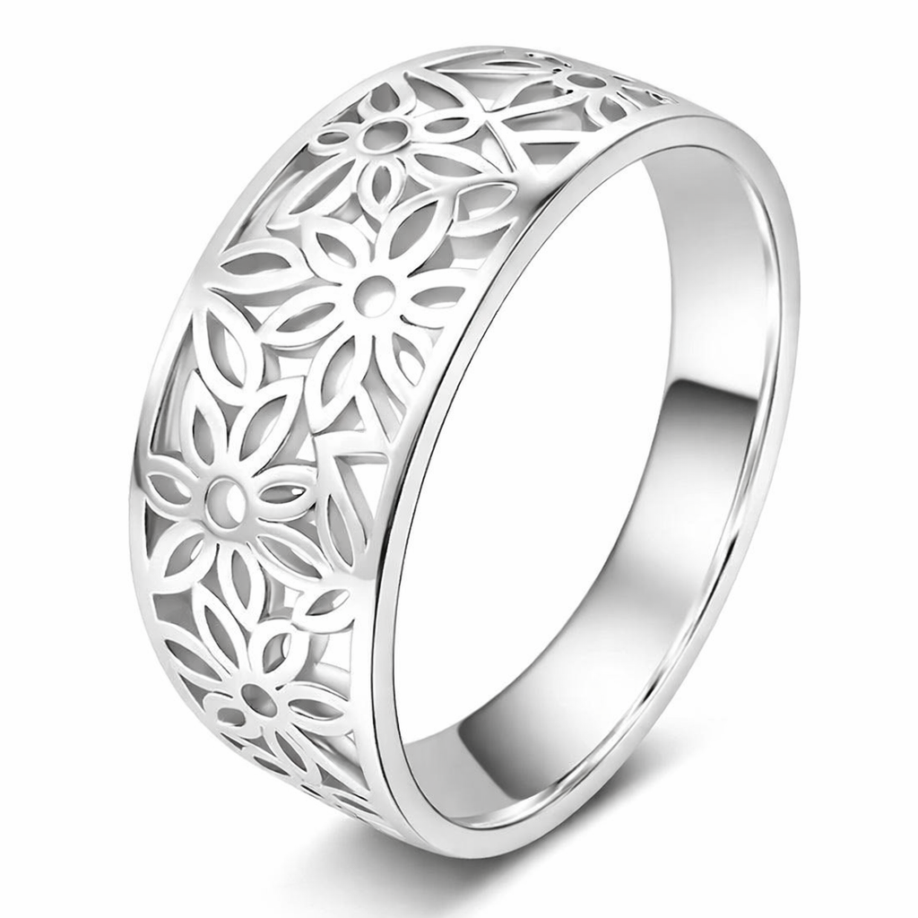 Daria Delicate Flower White Gold Ring