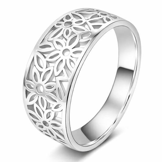 Anillo Flor Delicada Daria | Oro Blanco