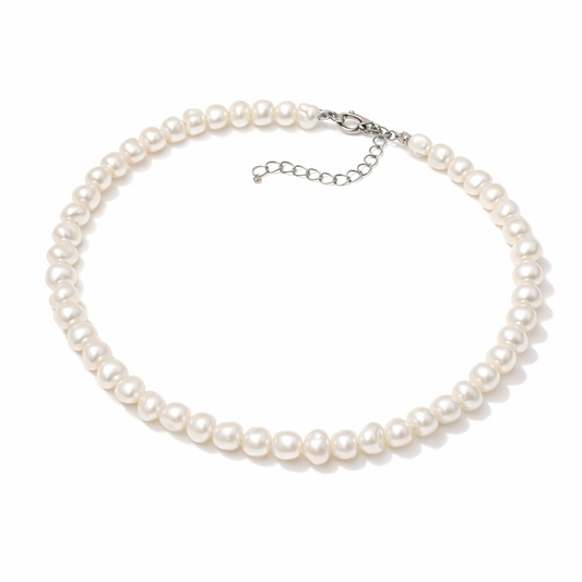 Collar Halo de Perlas | Oro Blanco
