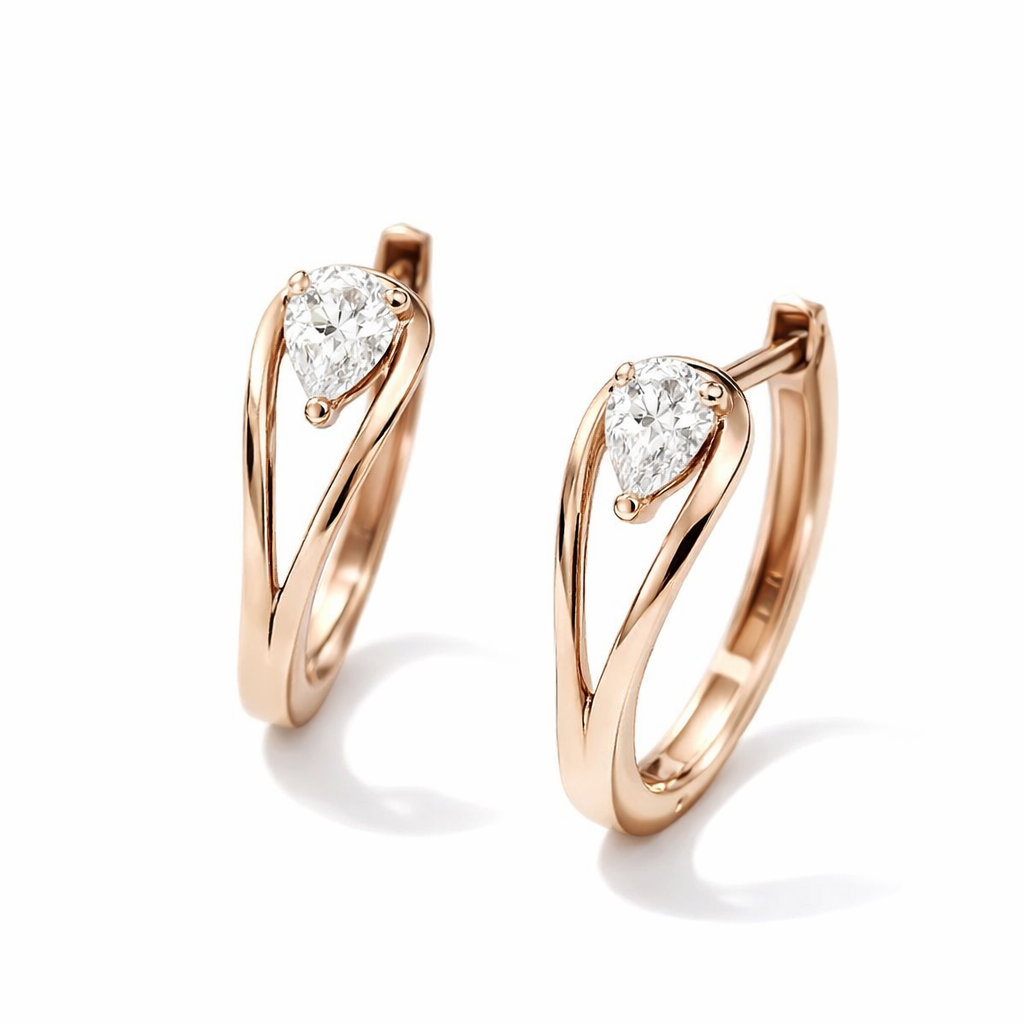 Exquisite Gilded Zircon Drop Yellow Gold Earrings