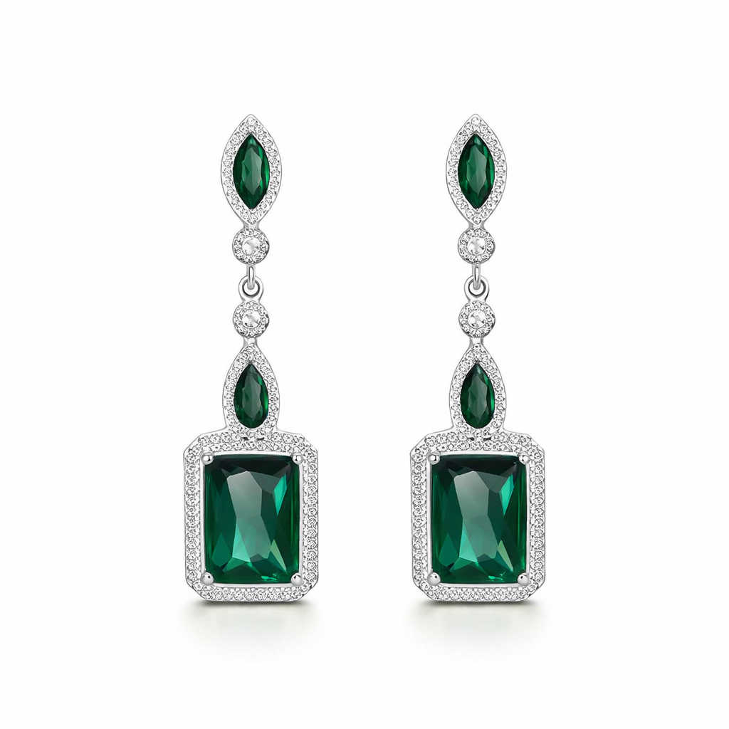 Clarion Verdancia Emerald White Gold Earrings