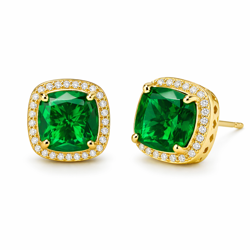 Calista Verdoux Emerald Yellow Gold Earrings