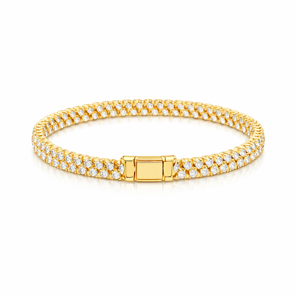 Pave Cuban Yellow Gold Bracelet