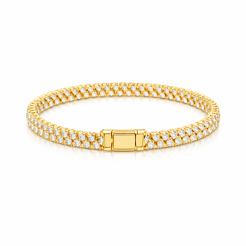 Pave Cuban Yellow Gold Bracelet