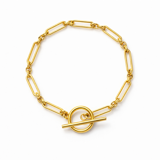 Pulsera de Eslabones con Cierre en T | Oro