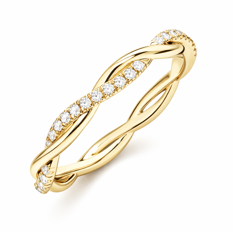 Two Tone Accent Yellow Gold Ring