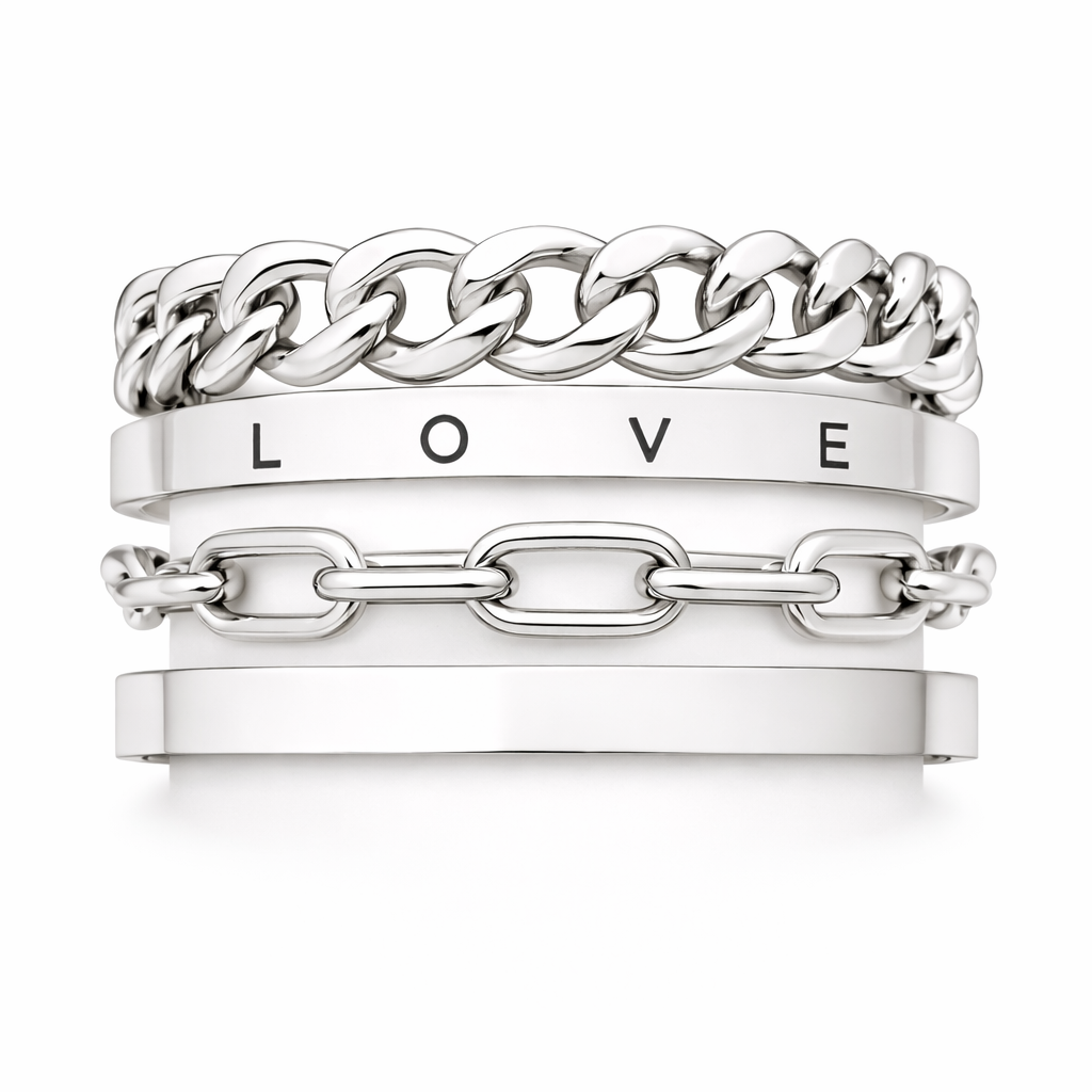 Elan Mercer White Gold Bracelet Set