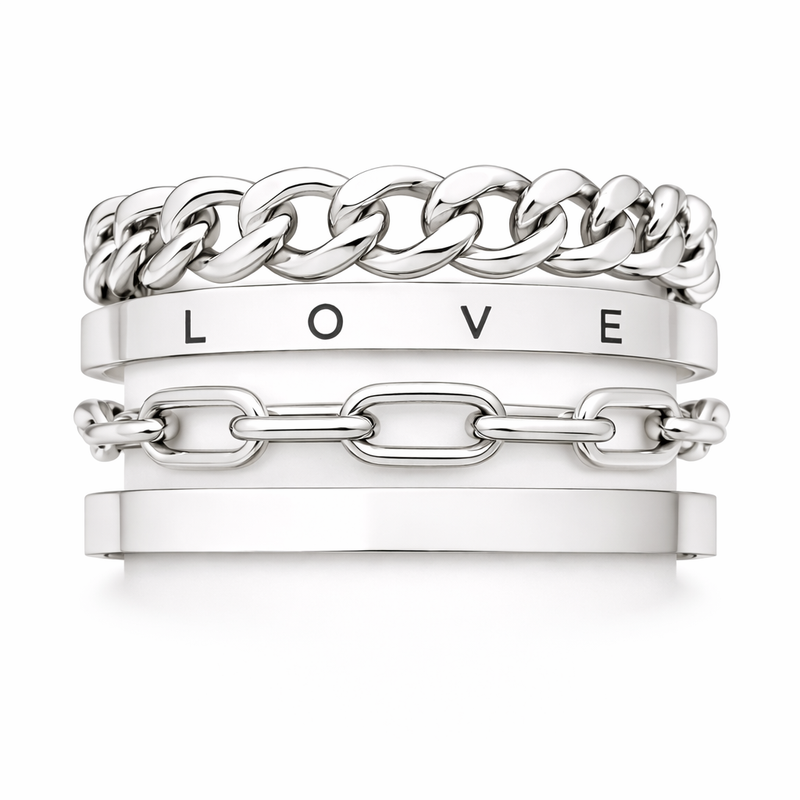 Elan Mercer White Gold Bracelet Set