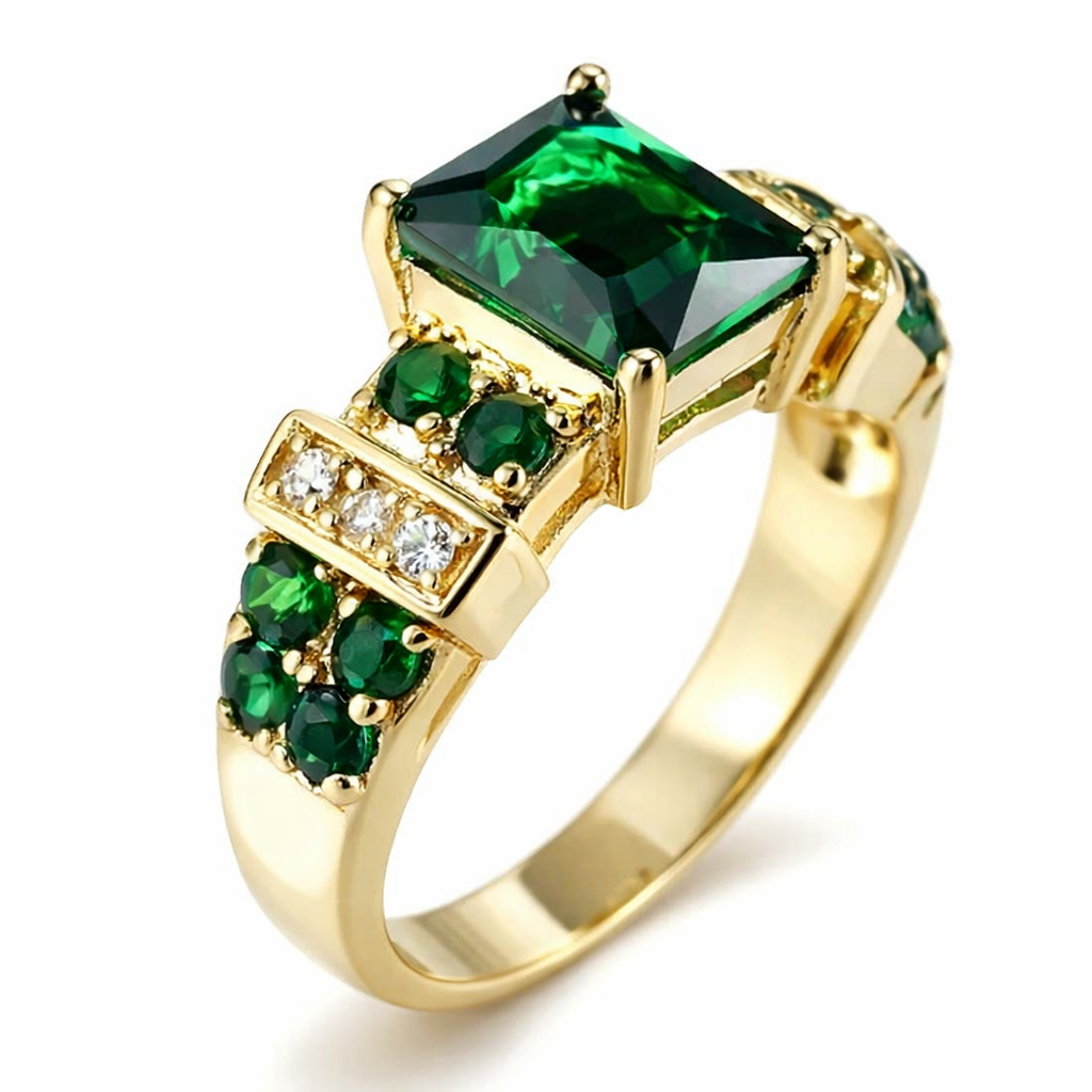 Exquisite Emerald Yellow Gold Ring