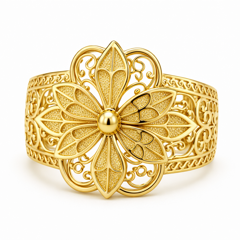 Vintage Style Flower Yellow Gold Ring